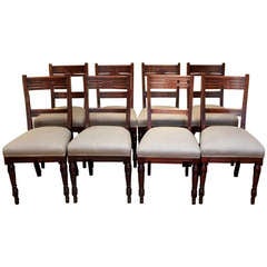 Set Of Eight Edwardian Walnut Dining Chairs