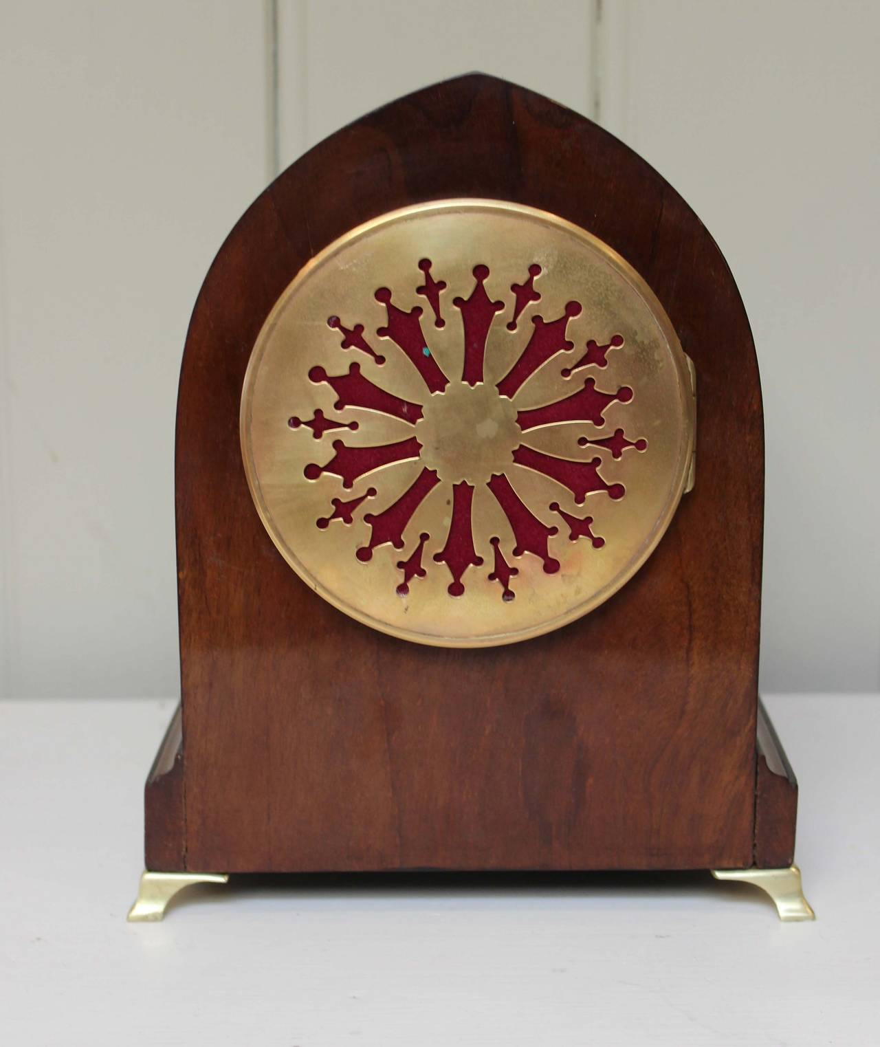 20th Century Edwardian Mahogany and Inlay Lancet-Top Mantel Clock