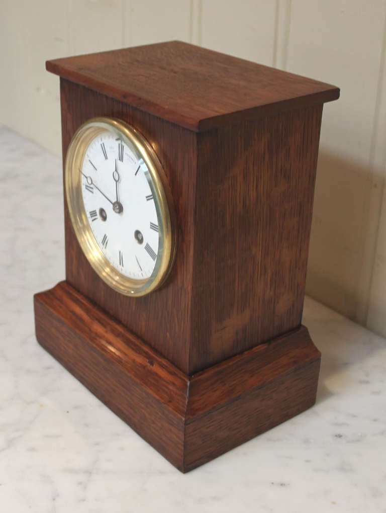 19th Century Solid Oak Mantel Clock by Clock Makers to Queen Victoria