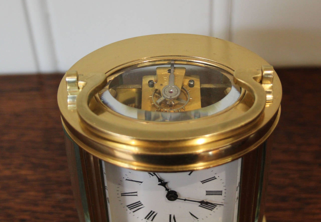 Large Late 19th Century Oval Alarm Carriage Clock 2