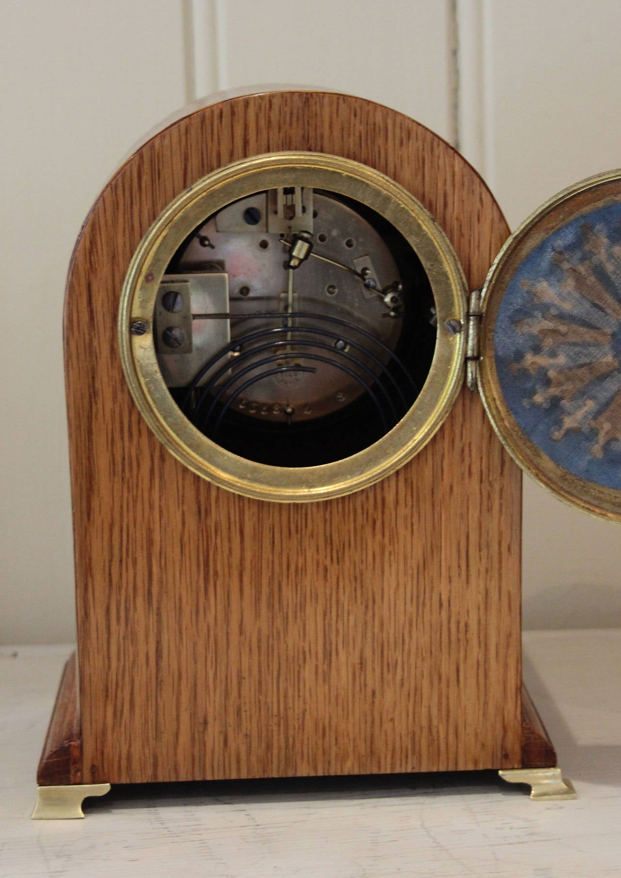 Edwardian Oak and Inlay Dome Top Mantel Clock at 1stDibs