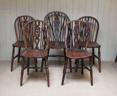 Set Of Four Wheelback Windsor Chairs