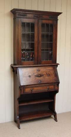 Antique Oak Bureau Bookcase