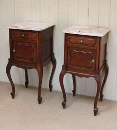 Pair Of French Marble Top Bedside Cabinets