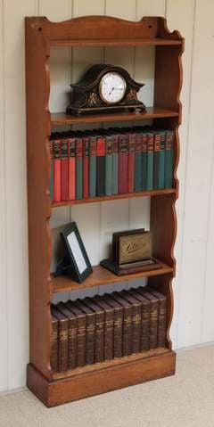 Edwardian Slim Oak Open Bookshelves