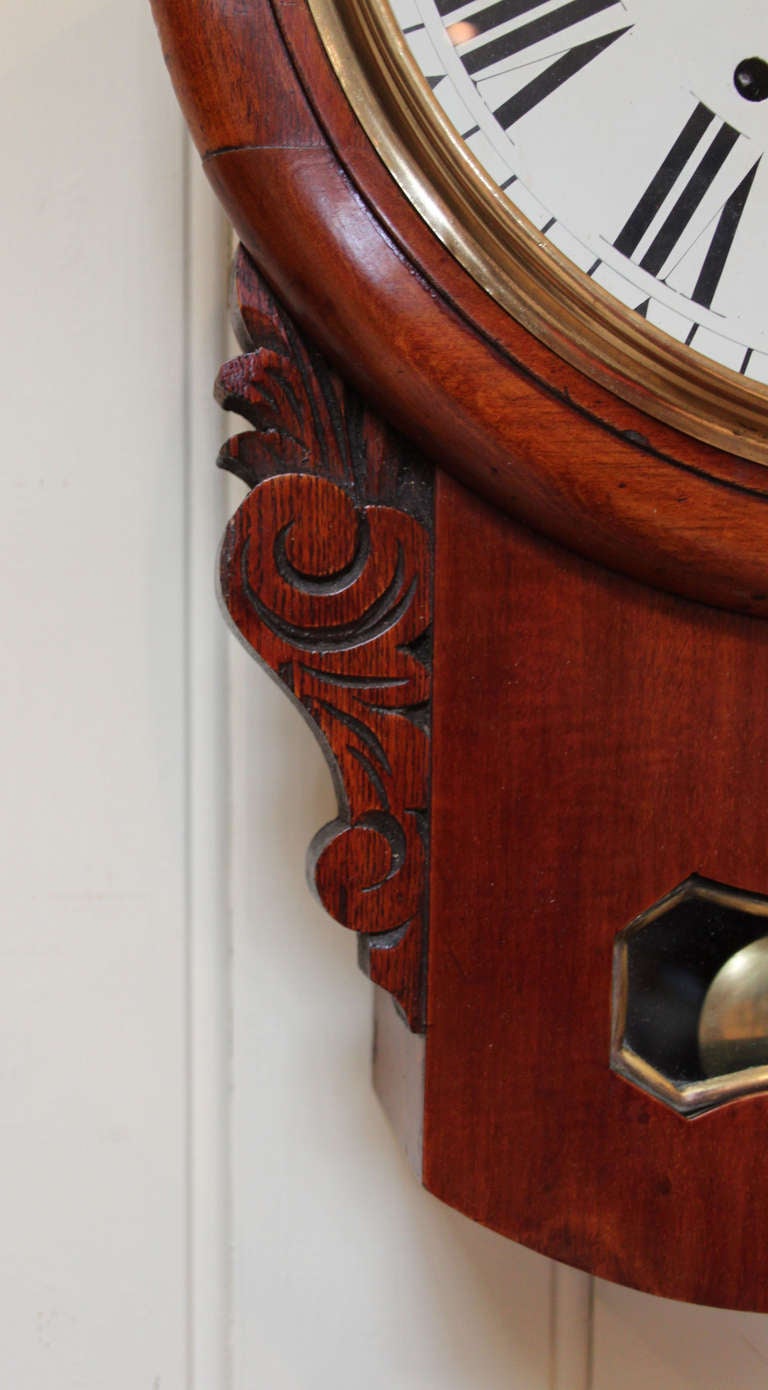 English Mahogany Drop Dial Wall Clock