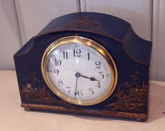 Small Blue Chinoiserie Lacquered Mantel Clock