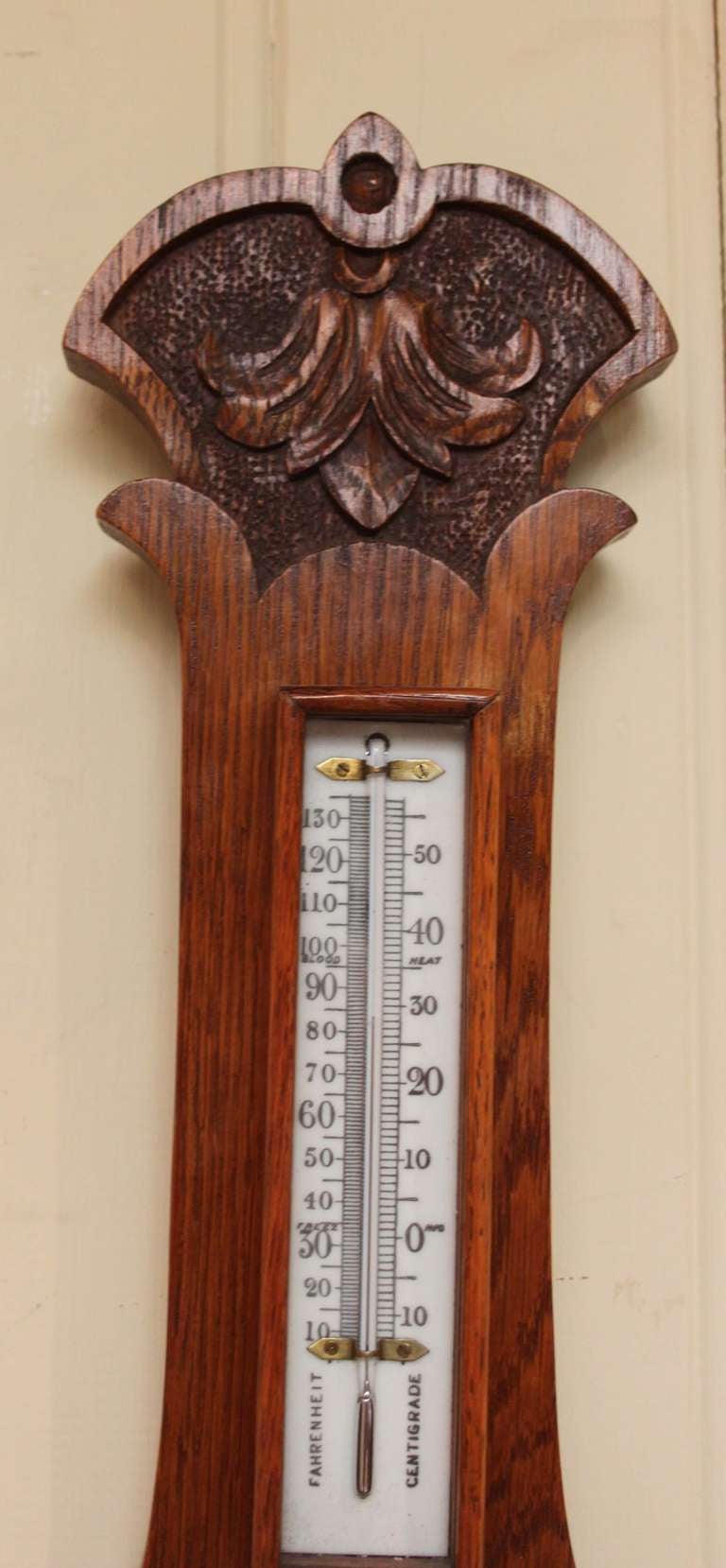 English Edwardian Oak Barometer