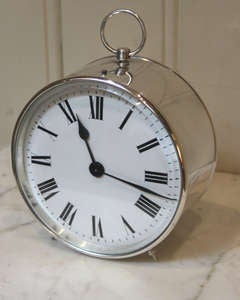 Silver Plated Drum Carriage Clock