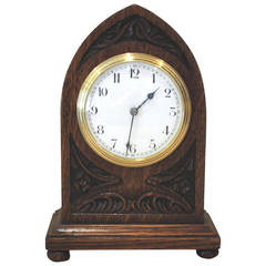 Solid Carved Oak Timepiece Mantel Clock