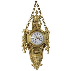 Antique Mid 19th Century Gilt Ormolu Cartel Clock