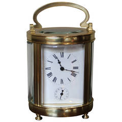 Large Late 19th Century Oval Alarm Carriage Clock