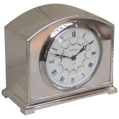 Vintage Silver Plated Timepiece Mantel Clock By Garrard