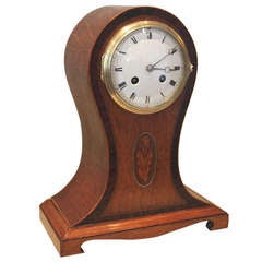 Antique Scottish Oak and Inlay Balloon Clock