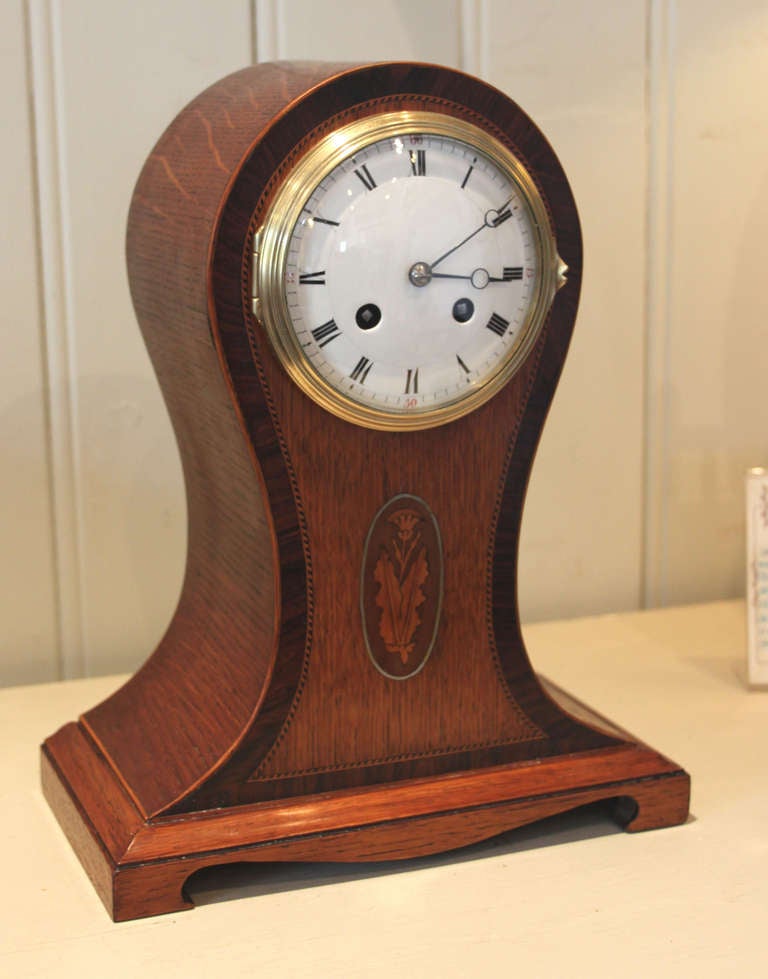Scottish Oak and Inlay Balloon Clock