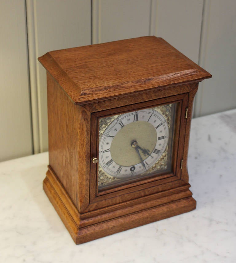 German Small Oak Mantel Clock