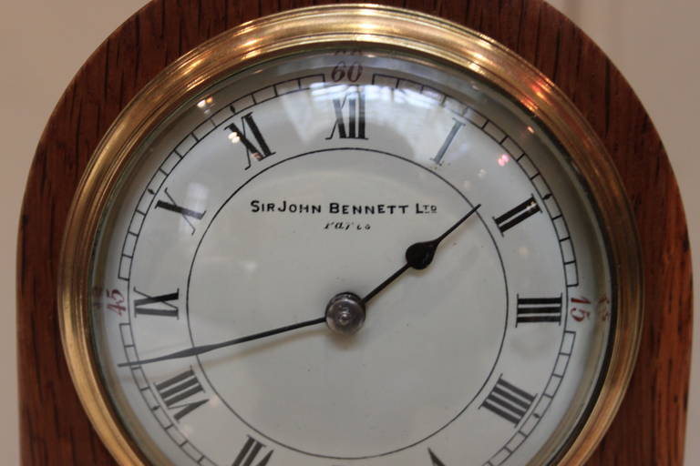 20th Century Edwardian Solid Oak Arch Top Mantel Clock