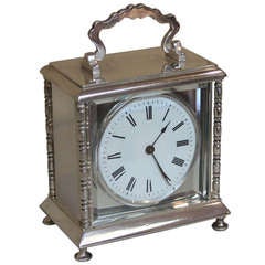 Unusual Silver Plated Timepiece Carriage Clock