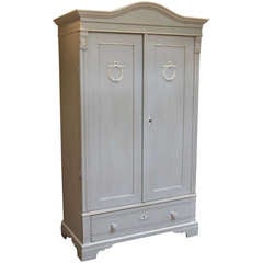 "Late 19th Century Painted Pine Arch Top Wardrobe"