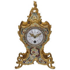 French Ormolu and Champleve Enamel Mantel Clock