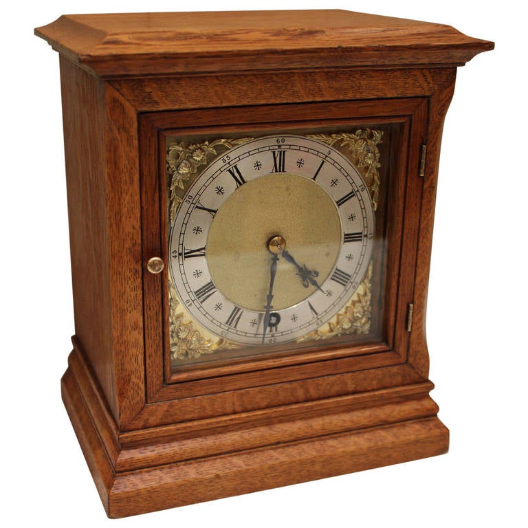 Small Oak Mantel Clock at 1stdibs