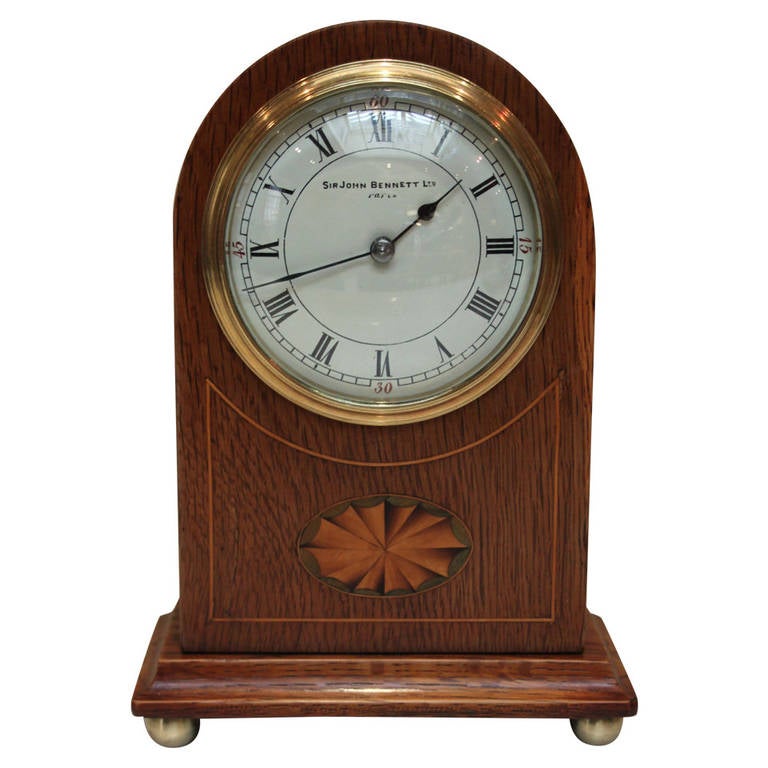 Edwardian Solid Oak Arch Top Mantel Clock at 1stDibs