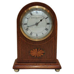 Edwardian Solid Oak Arch Top Mantel Clock