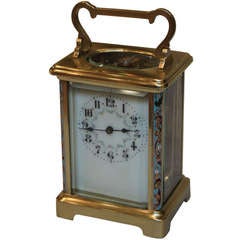 Edwardian Brass and Champleve Timepiece Carriage Clock.