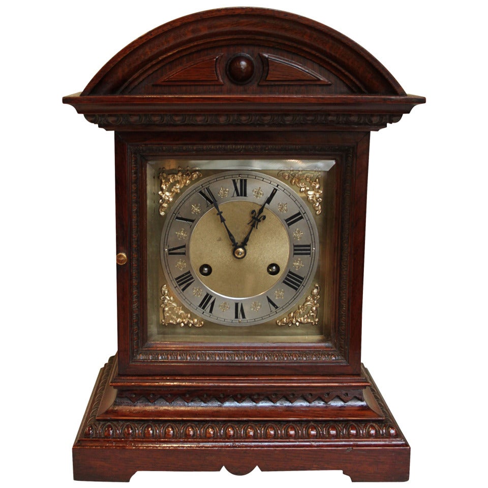 Edwardian Oak Ting Tang Bracket Clock