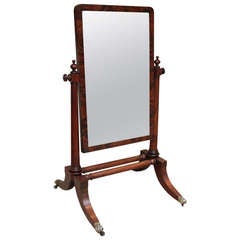 Antique Victorian Mahogany Low Cheval Mirror
