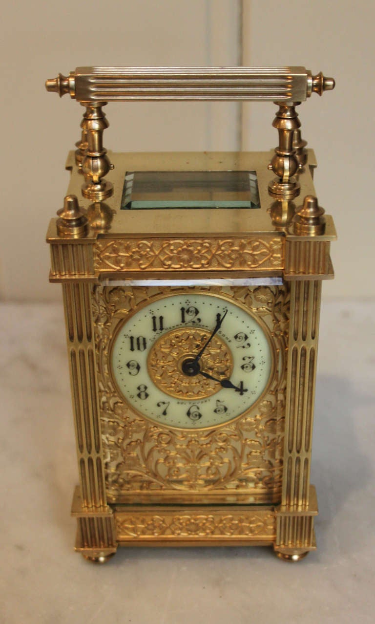 Ornate Edwardian Timepiece Carriage Clock In Excellent Condition In Buckinghamshire, GB