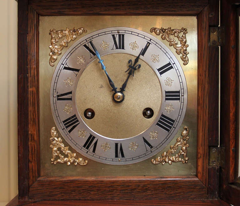 20th Century Edwardian Oak Ting Tang Bracket Clock
