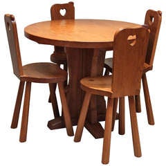 Vintage Peter Rabbitman Heap Oak Breakfast Table And Four Chairs