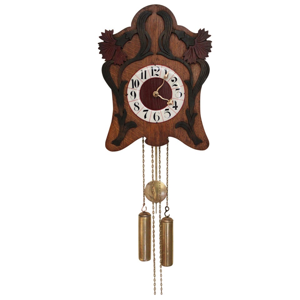 Art Nouveau Wall Clock For Sale