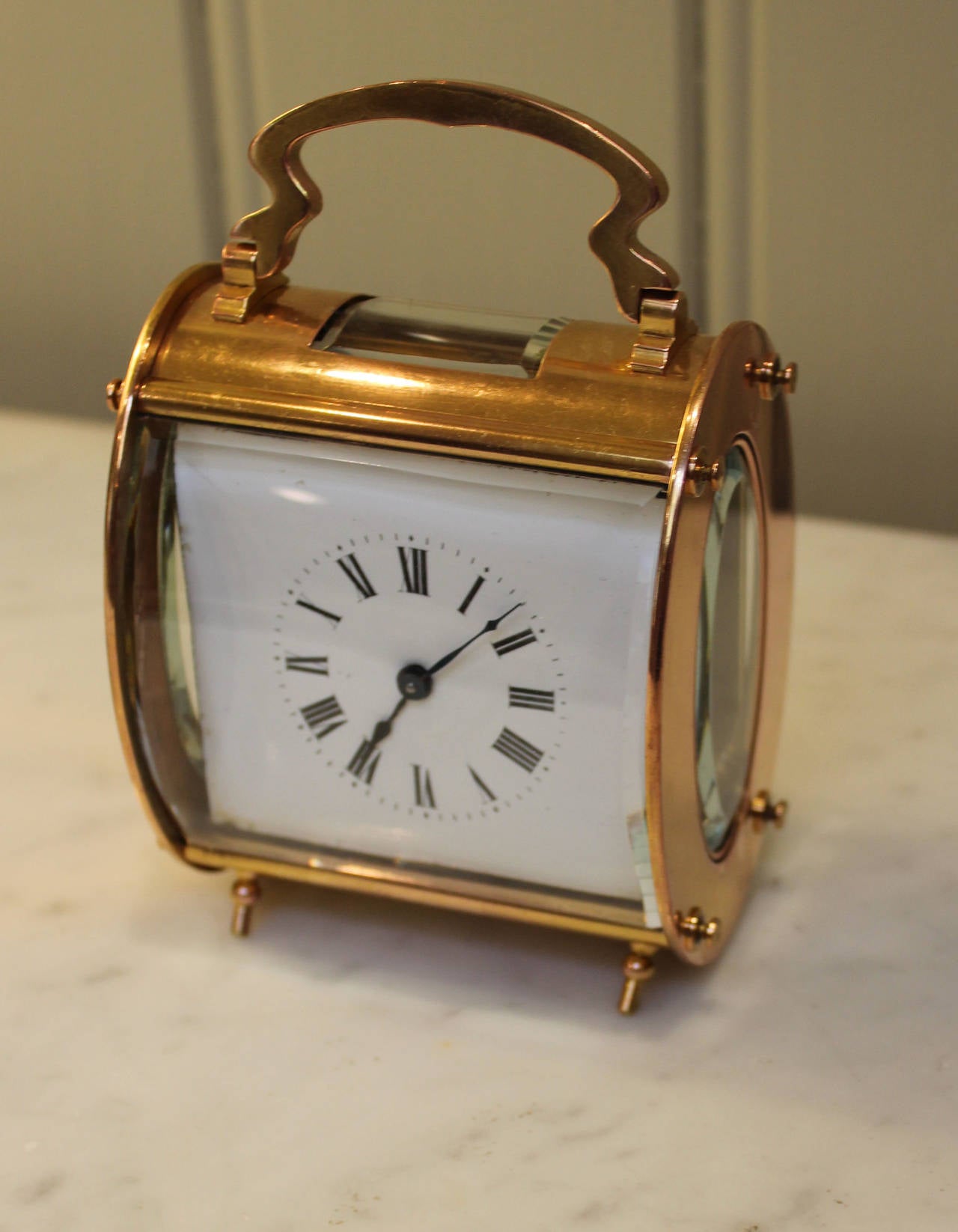 Unusual Horizontal Oval Carriage Clock
