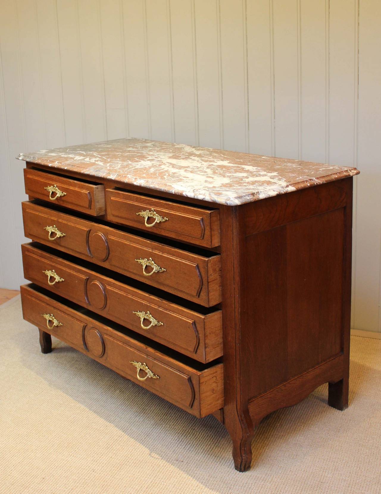 Early 20th Century French Oak Marble Top Chest/Washstand
