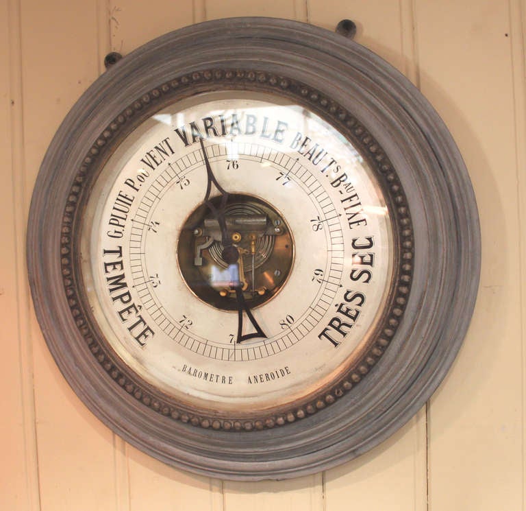 Large 20 Inch Diameter French Aneroid Barometer In Excellent Condition In Buckinghamshire, GB