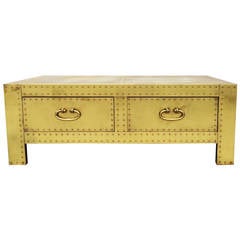 Sarreid Brass Clad Low Chest Table