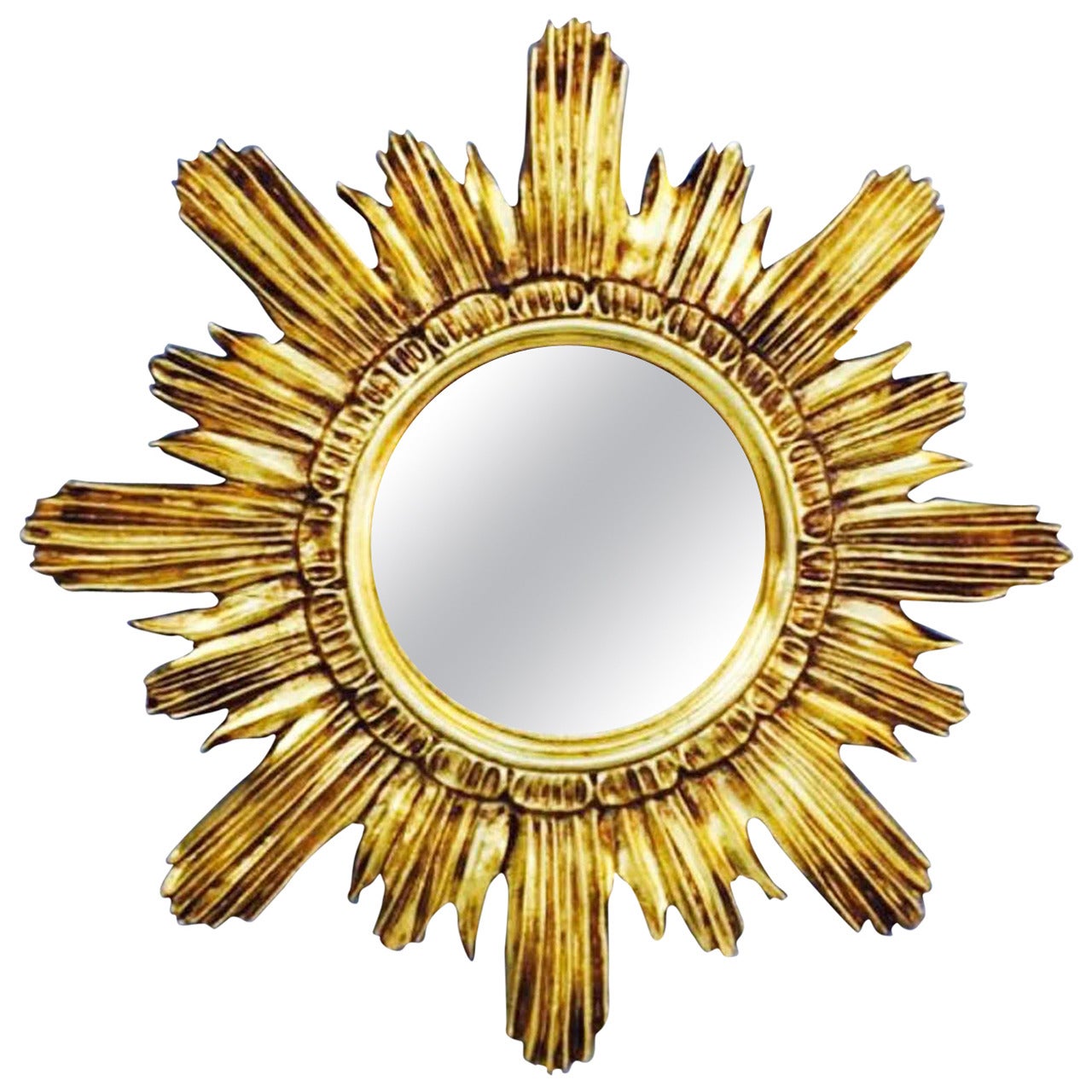 Gilt Italian Sunburst Wall Mirror, circa 1960