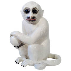 Ceramic Sculpture of Monkey with Ball, circa 1970
