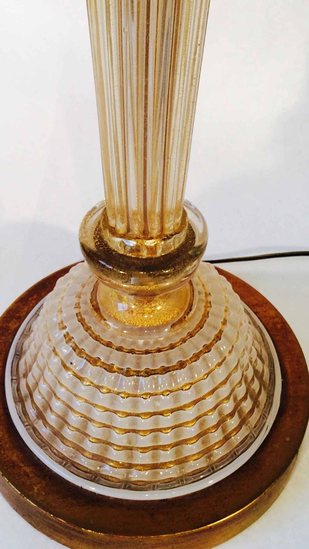 Italian Pair of Barovier e Toso Murano Glass Lantern Table Lamps