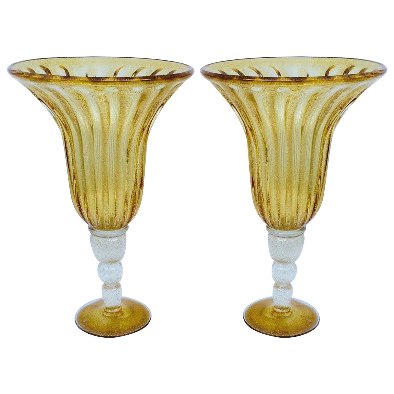 Monumental Pair of Murano Vases, circa 1970s