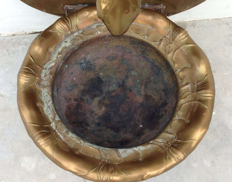 19th Century Turtle Brass Repousse Wall Fountain 2