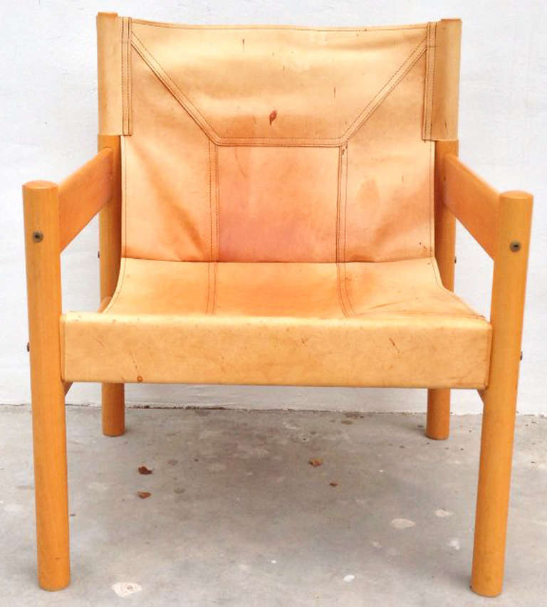 Mid-Century Modern Brazilian Leather Sling Chair, circa 1970