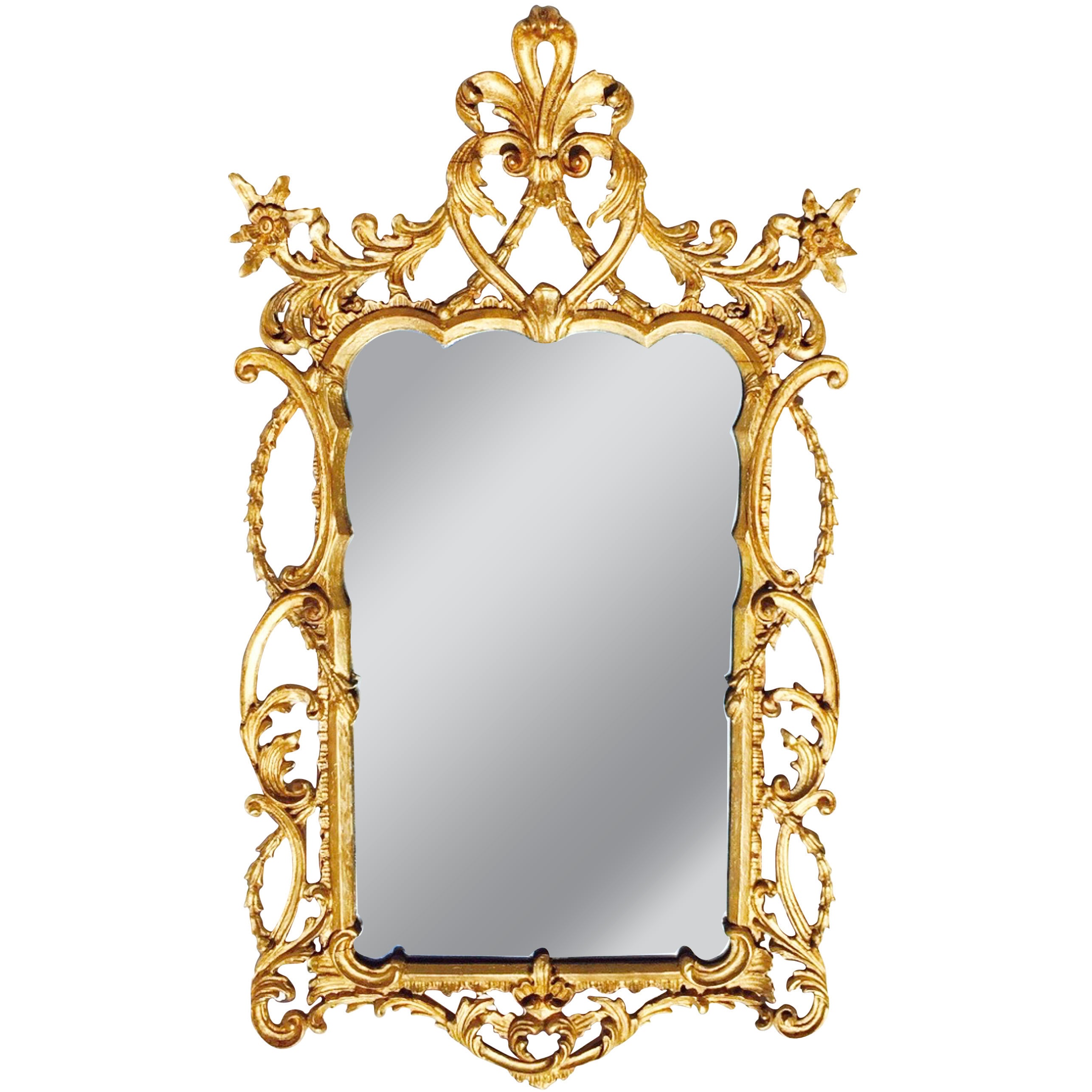 Mid-Century Italian Rococo Gilt Frame Mirror For Sale