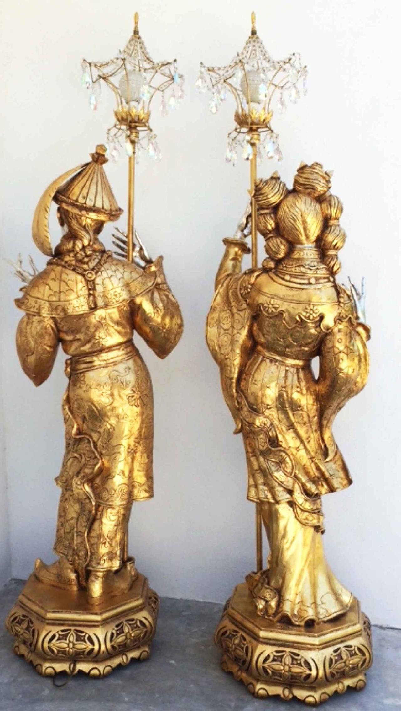 Pair of ARP Chinoiserie Fantasy Torchiere Lamps, 1950s In Excellent Condition In Phoenix, AZ