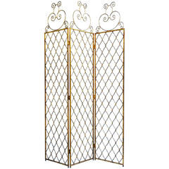 Vintage Mid-Century Italian Gilt Folding Screen, 1950s