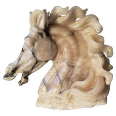 Italian Marble Horse Head Sculpture ca.1950