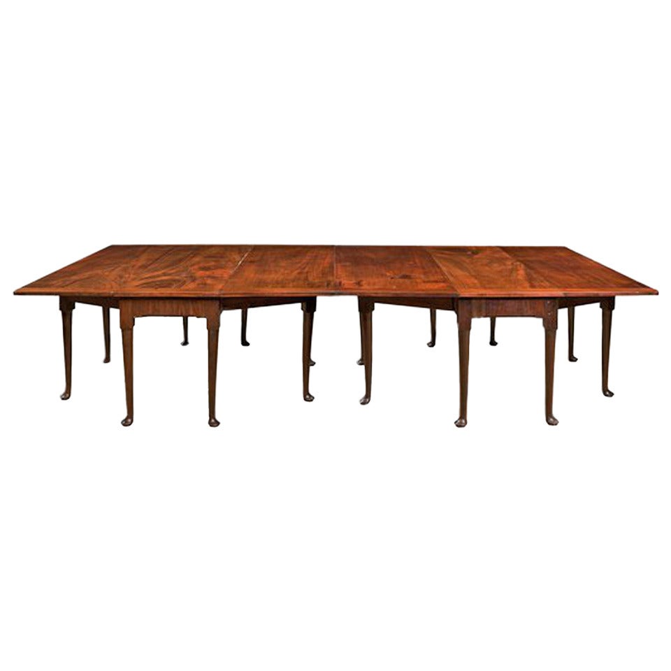 Particularly Rare George II Period Mahogany Twin Drop-Leaf Dining Table For Sale