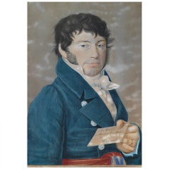 Antique Portrait of the Maire of Piedicavallo by Domenico Del Pino (Genoa, 1793 -1851)